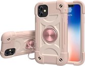 Schokbestendige siliconen + pc-beschermhoes met dubbele ringhouder voor iPhone 11 Pro Max (roségoud)