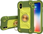 Schokbestendige siliconen + pc-beschermhoes met dubbele ringhouder voor iPhone XS Max (Avocado)