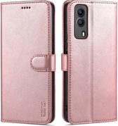 Voor Vivo Y53S 5G AZNS Huid Voelen Kalf Textuur Horizontale Flip Lederen Case met Kaartsleuven & Houder & Portemonnee (Rose Goud)