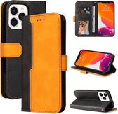 Zakelijke stiksels-kleur horizontale flip PU lederen tas met houder & kaartsleuven & fotolijst voor iPhone 13 Pro Max (oranje)