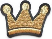 Goudkleurig geborduurde patch - Kroon - Strijk Embleem - Applicatie - Cadeau - DIY Schooltas