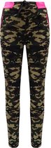 Dames Legging - Sportlegging - Joggingbroek - High Waist - Camouflage - Legerprint - Roze -  Maat M/L (38-40)