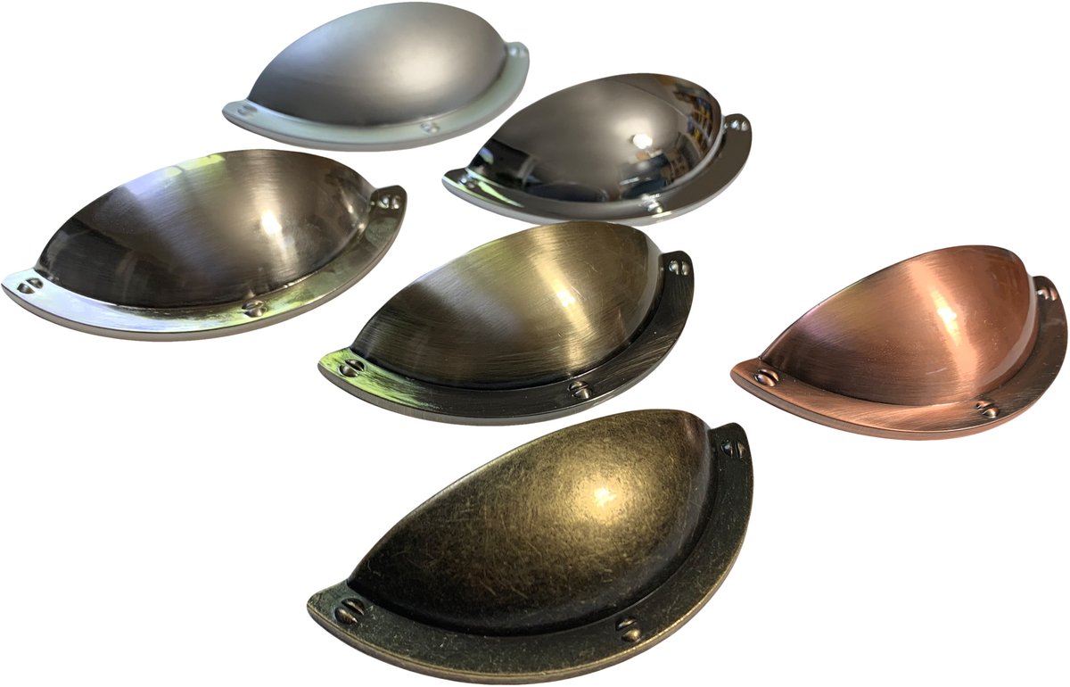 Set van 6 metalen handvaten voor kasten en lades (kleur 3: glanzend antiek)