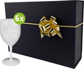 6x Wijnglas Lissabon 27cl wit luxe cadeauset | Onbreekbare kunststof / plastic drinkglazen