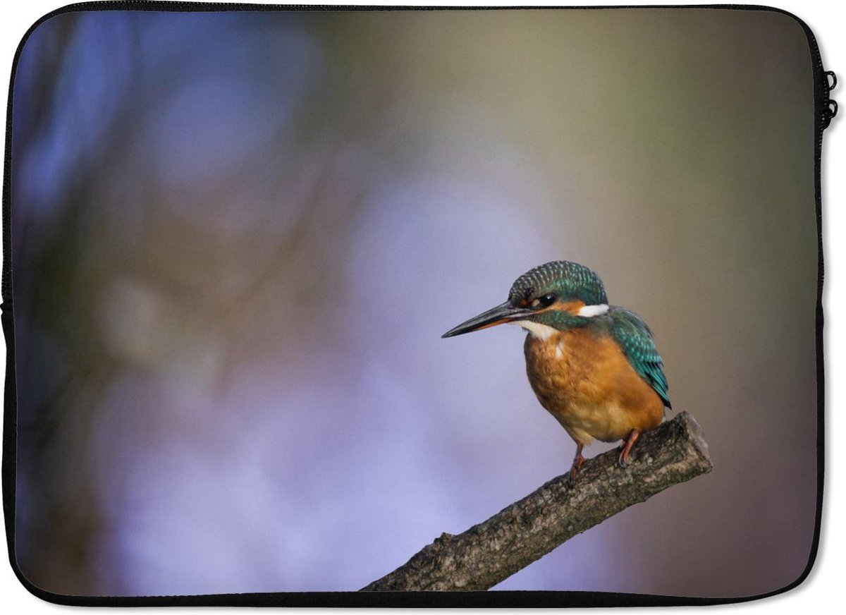 Laptophoes 13 inch - IJsvogel fotoprint - Laptop sleeve - Binnenmaat 32x22,5 cm - Zwarte achterkant