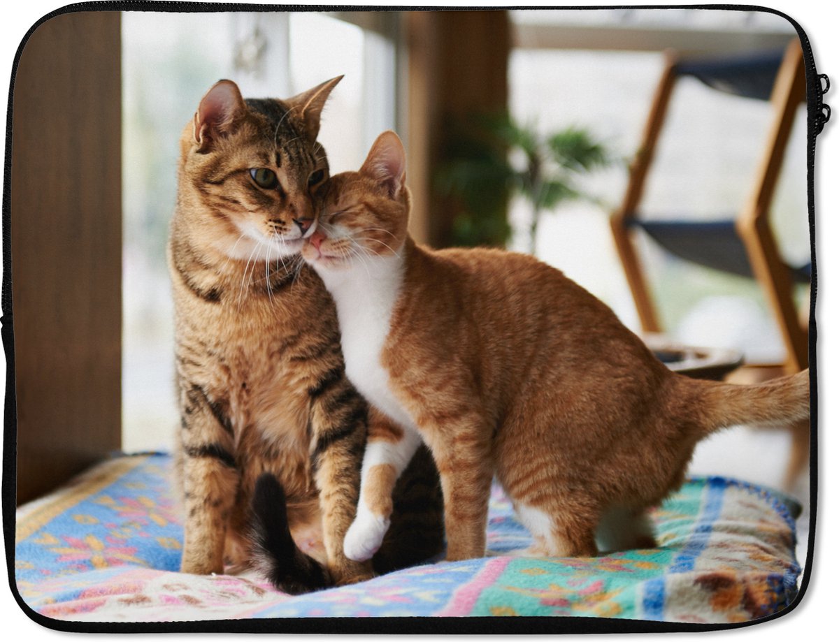 Laptophoes 17 inch 41x32 cm - Kittens - Macbook & Laptop sleeve De twee spelende kittens - Laptop hoes met foto