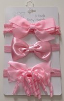 Baby meisjes haarbanden|3 stuks|kleur roze maat 0-6 maanden|Bandeaux bébé fille 3 pièces couleur rose taille 0-6 mois