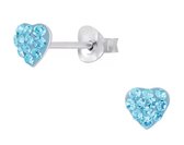 Joy|S - Zilveren hartje oorbellen - 5 mm - kristal blauw