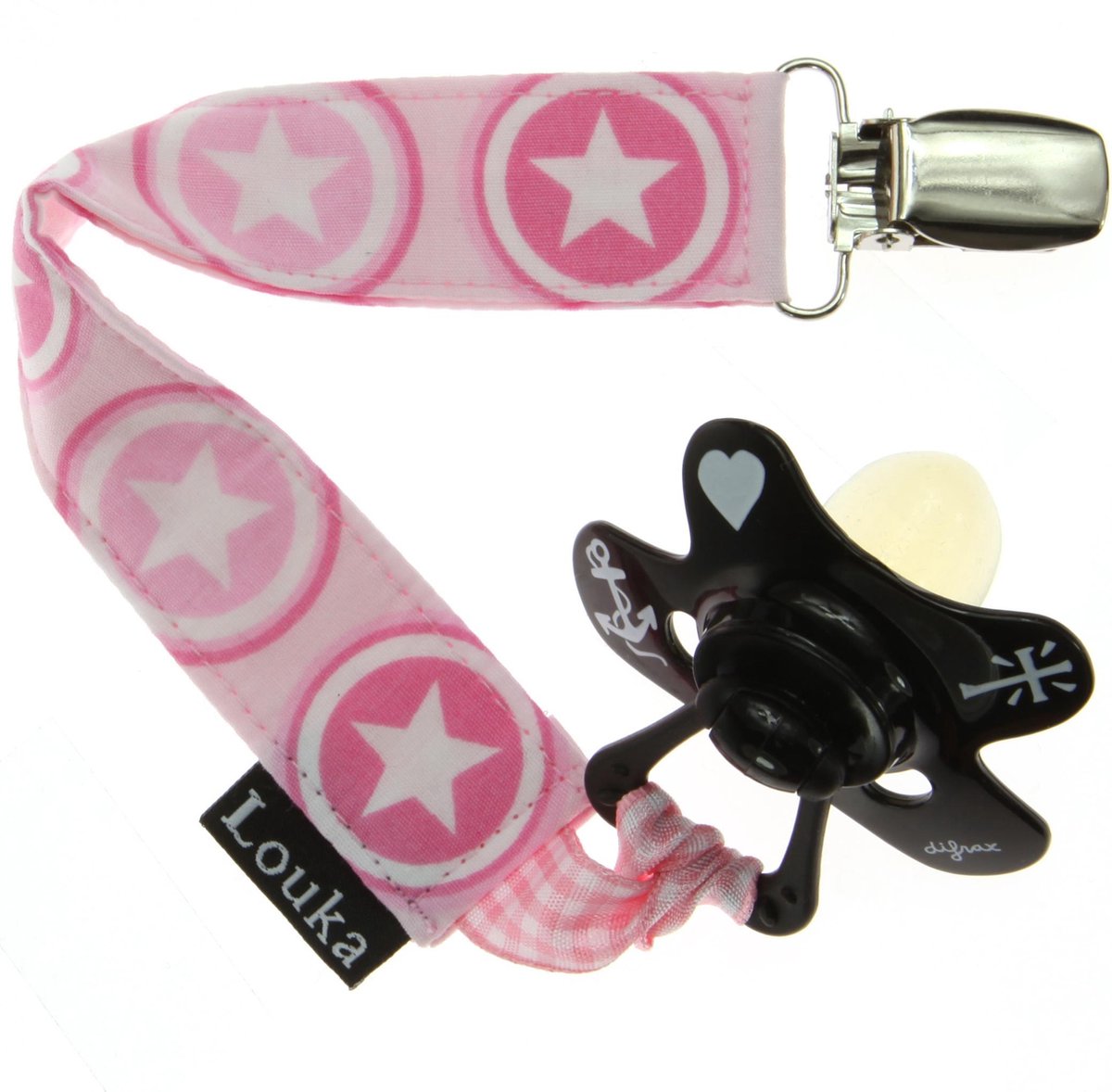 Goedkoopste Louka Speenkoord cirkel en ster roze - speenketting