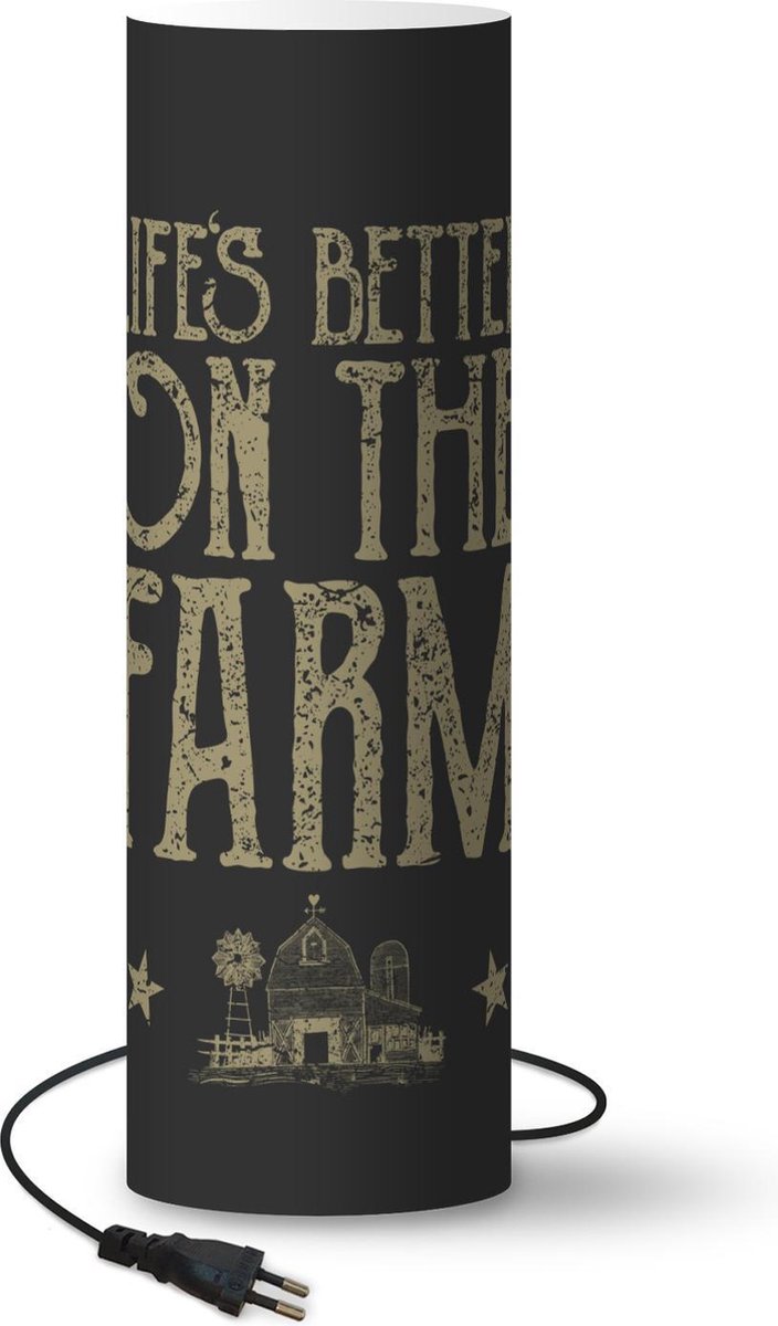 Lamp - Nachtlampje - Tafellamp slaapkamer - Vintage - Boerderij - Dieren - 70 cm hoog - Ø22.3 cm - Inclusief LED lamp