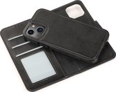 Mobigear Telefoonhoesje geschikt voor Apple iPhone 13 Mini Hoesje | Mobigear Wallet Uitneembare 2in1 Bookcase Portemonnee | Pasjeshouder voor 3 Pasjes | Telefoonhoesje voor Pinpas / OV Kaart / Rijbewijs - Zwart