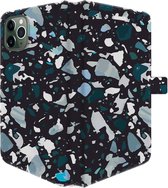Apple iPhone 11 Pro Max Telefoonhoesje - Portemonneehoesje  - Met pasjeshouder - Met Marmerprint - Terrazzo - Zwart