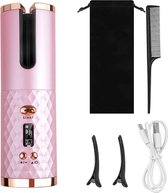 Roze - automatische - draadloos - krultang - GRATIS - usb charger - timer - 5 standen - pijpenkrullen - beach waves