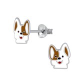 Joy|S - Zilveren hond oorbellen - 7 x 8 mm
