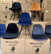RAUTRADE MANOLYA Eetkamerstoel Blauw Velvet  kuipstoel stoelen