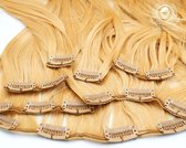 CAIRSTYLING Clip In Hair Extensions CS622| Synthetic Vegan Hair |  Golden Ruddy Blonde Straight Clip-Ins | 100 Gram | 51 CM (20 inch) | 16 Clips 7 Delig | Haarverlenging | Inclusief Velvet Ba