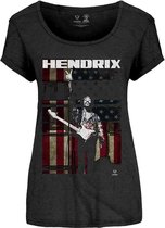 Jimi Hendrix Dames Tshirt -XL- Peace Flag Zwart