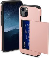 Kaarthouder case met slide voor geschikt voor Apple iPhone - roze