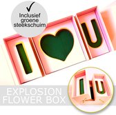LOVELO®️ Explosion Flower Box I LOVE U - Luxe Geschenkdoos - Flowerbox - Giftbox - Explosion Box - 25 x 25 x 18 cm - Roze - Exclusief Rozen
