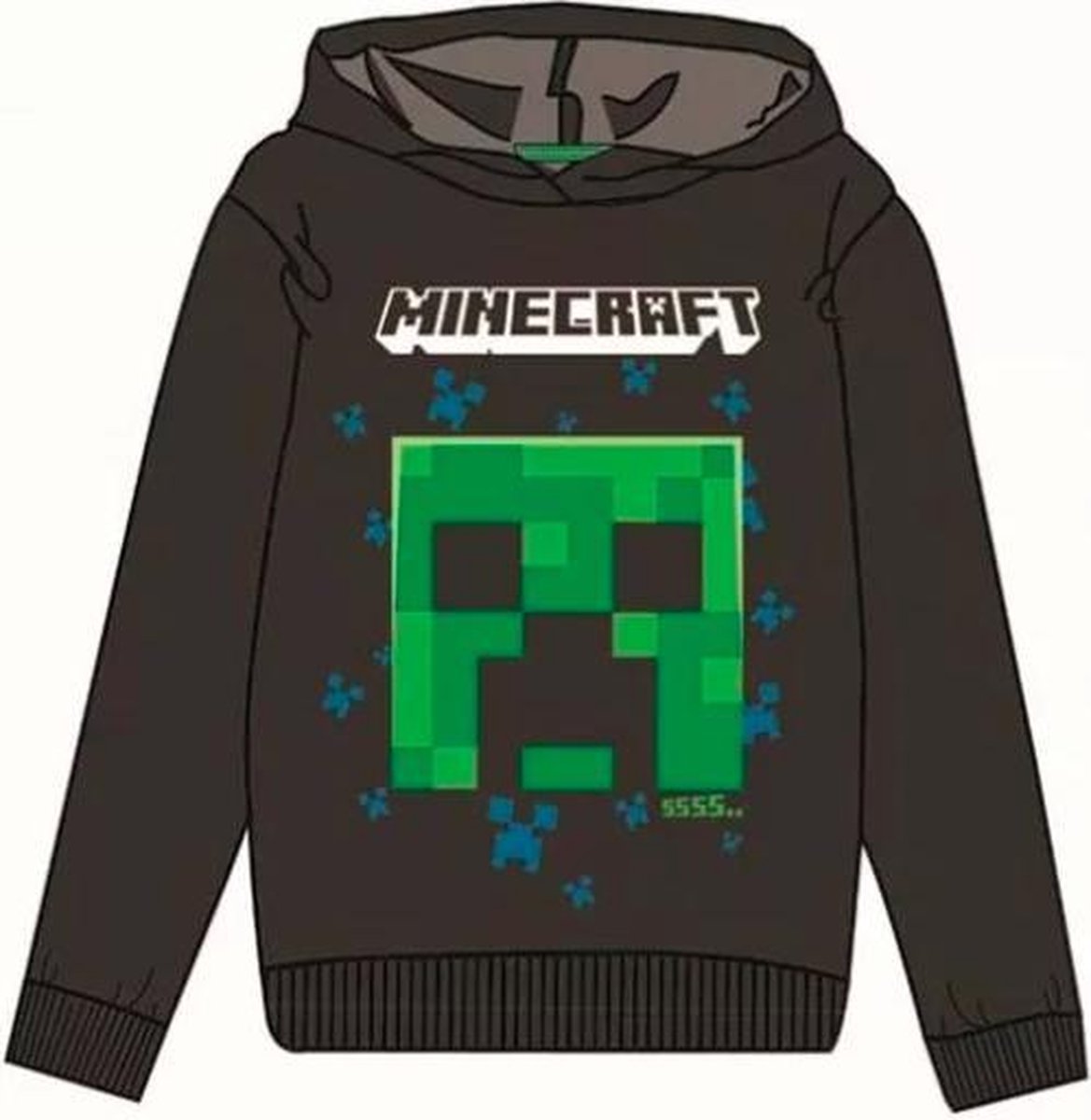 Minecraft Hoodie - Zwart - Maat 152 cm / 12 jaar