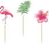 100x Flamingo print cocktailprikkers