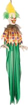 Halloween - Hangdecoratie pop bewegende horror clown groen 100 cm - Halloween versiering hangende poppen