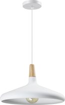 QUVIO Hanglamp-Scandinavisch - Lampen - Plafondlamp -Voor binnen- Met 1 lichtpunt - Verlichting plafondlampen - Keukenverlichting - Lamp - Houten kop - Diameter 38 cm - Wit