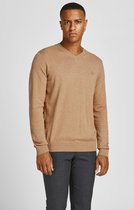 Jack & Jones Trui Jprbluray Cashmere Knit V Neck 12195588 Camel/melange Mannen Maat - XL