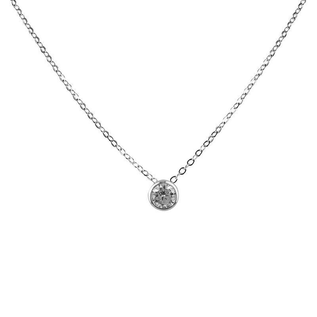 Di Lusso - Collier Colmar - Cubic Zirkonia - Zilver 925 - Dames - 45 cm