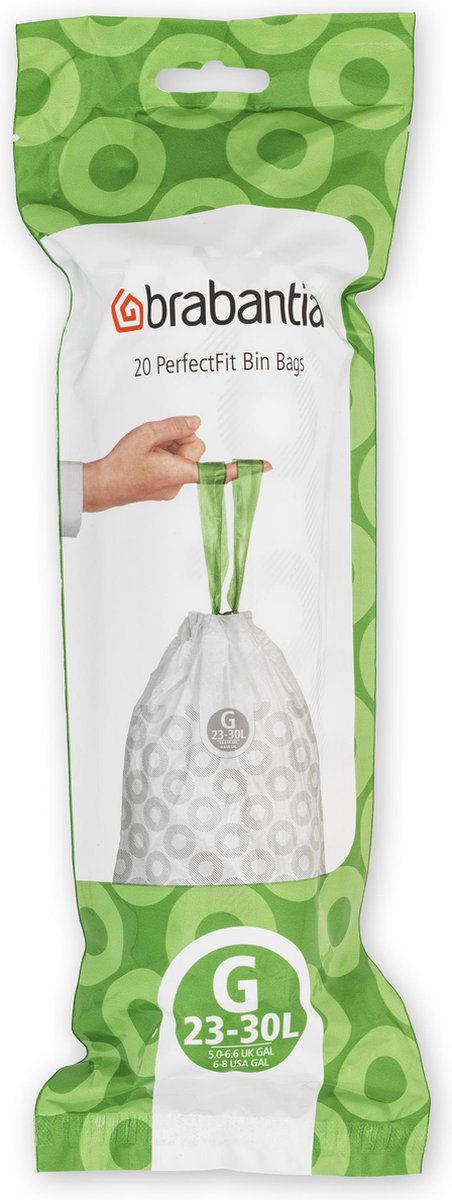 Brabantia PerfectFit sac poubelle avec fermeture code G, 23-30 litres, 6  rouleaux x 20