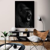 Poster Gorilla Roar - Dibond - Meerdere Afmetingen & Prijzen | Wanddecoratie - Interieur - Art - Wonen - Schilderij - Kunst