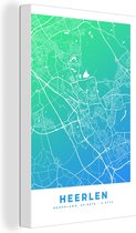 Tableau sur Toile City Map - Heerlen - Blauw - Vert - 120x180 cm - Décoration murale XXL