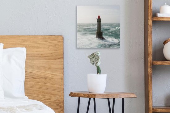 Canvas schilderij 20x20 cm - Wanddecoratie Vuurtoren - Zee - Frankrijk - Muurdecoratie woonkamer - Slaapkamer decoratie - Kamer accessoires - Schilderijen op canvas