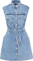 Pieces PCNAMIR SL SHIRT DRESS MB BC Medium Blue Denim Dames Jurk - Maat S