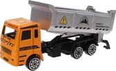 vrachtwagen met bak die-cast 11 cm oranje/zilver