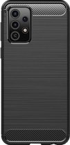 Shop4 - Samsung Galaxy A52s 5G Hoesje - Zachte Back Case TPU Siliconen Brushed Carbon Zwart