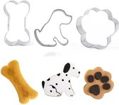 3 formes différentes de biscuits pour chiens - chien - biscuit pour chien - biscuit - chien - patte de chien - koekjesvorm - pâtisserie