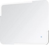 Nancy's Alamogordo Badkamerspiegel - Wandspiegel - LED-Touch - 80 x 60 x 4 - Koud Witte Verlichting - Energiezuinig - Wit/Zilver