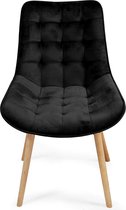 Miadomodo - Eetkamerstoelen - Velvet stoel - Beech Wood Legs - Backlest - gestoffeerde stoel - Keukenstoel - Woonkamerstoel - Zwart - 2 PCS