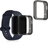 kwmobile 2x Hoes voor fitnesstracker voor Xiaomi Mi Watch Lite / Redmi Watch - Siliconenhoes voor sporthorloge zwart / transparant
