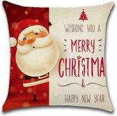 Sierkussen Kerst - Merry Christmas Rood & Wit - Sierkussen - Kerst - 45x45 cm - Sierkussen - Polyester