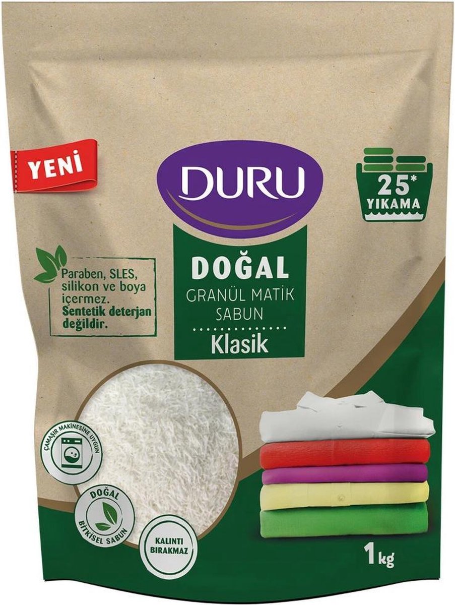 Duru - Waspoeder - Classic - 1 kg - Wasmiddel - 100% natuurlijk - Powder - Washingpowder - Zonder parabenen - Vegan