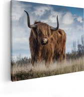 Artaza Canvas Schilderij Schotse Hooglander Koe - Kleur - 100x80 - Groot - Foto Op Canvas - Canvas Print