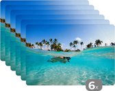 Placemat - Placemats kunststof - Zee - Snorkel - Hawaii - 45x30 cm - 6 stuks - Hittebestendig - Anti-Slip - Onderlegger - Afneembaar