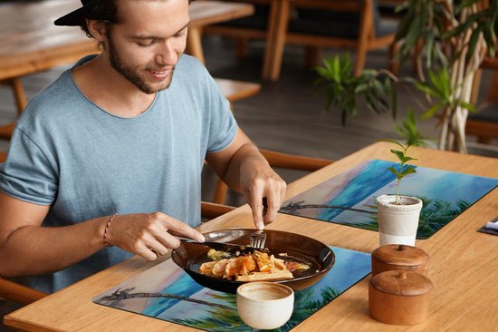 Set de table - Plage - Palmier - Mer - 45x30 cm - 6 pièces