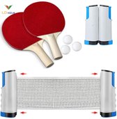 Tafeltennis Set – Ping Pongset – Tafeltennis Batjes – Pingpong – Tafel Tennis Ballen – Balletjes – Net – Uitschuifbaar