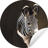 WallCircle - Muurstickers - Behangcirkel - Zebra - Portret - Kleding - ⌀ 30 cm - Muurcirkel - Zelfklevend - Ronde Behangsticker