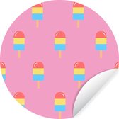 Wallpaper Circle - Ice Cream - Motifs - Rose - Couleurs - 50x50 cm - Wall Circle - Auto-adhésif - Round Wallpaper Sticker