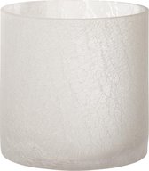 J-Line Windlicht Cilinder Craquele Glas Frosted Wit Large Set van 2 stuks