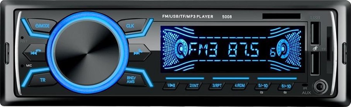 TechU™ Autoradio T149 – 1 Din met Afstandsbediening – 7 Kleurendisplay – FM radio – Bluetooth – USB – AUX – SD – Handsfree bellen